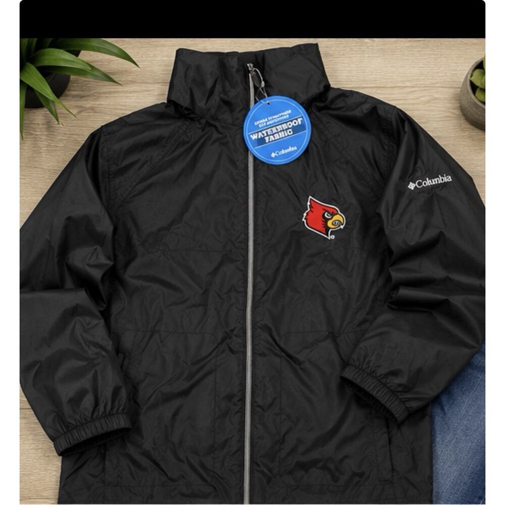 Columbia Switchback Rain Jacket Louisville Cardinals Women XL Black NWT